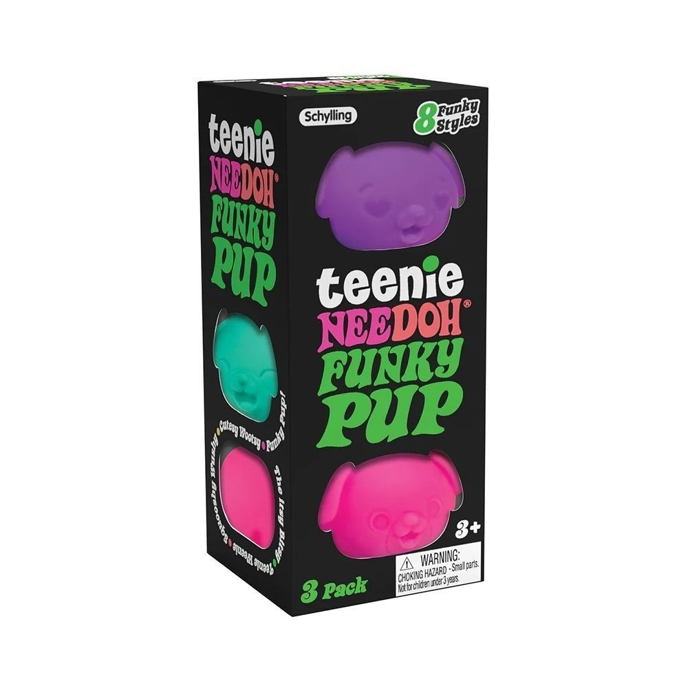 FUNKY PUP RARE NeeDoh TEENIE-3 Pack Squish Dog Fidget Toy REAL Schylling