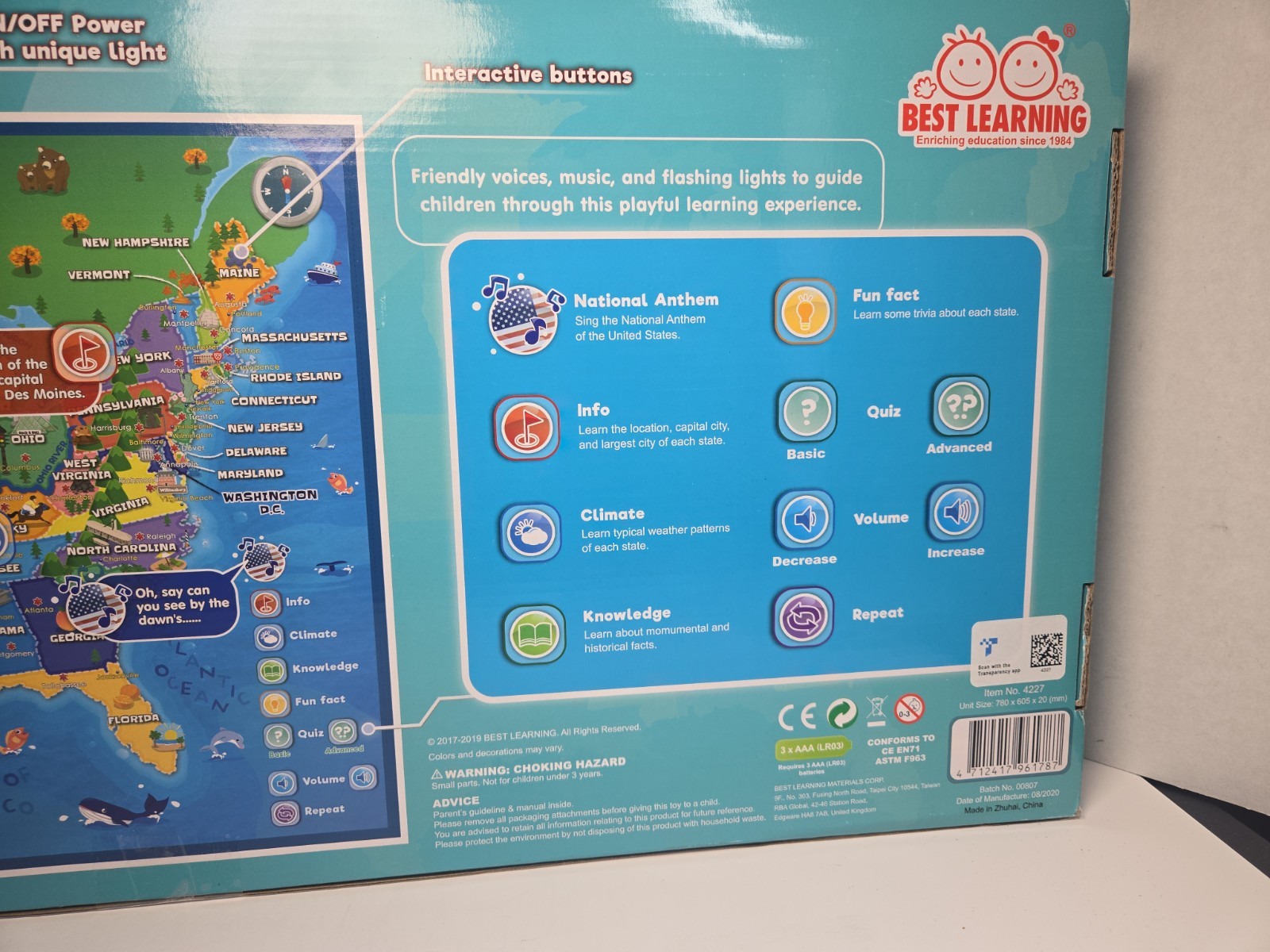 BEST LEARNING i-Poster My USA Interactive Map Educational Talking Toy Kids New