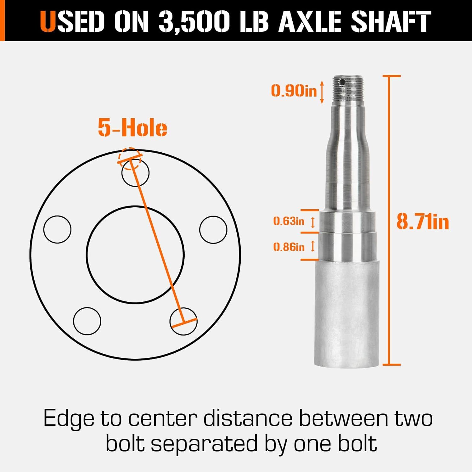 2 Sets 5 on 4.5″ Bolt Circle Trailer Hub 5 Lug Idler Hub Kits for 3,500lbs
