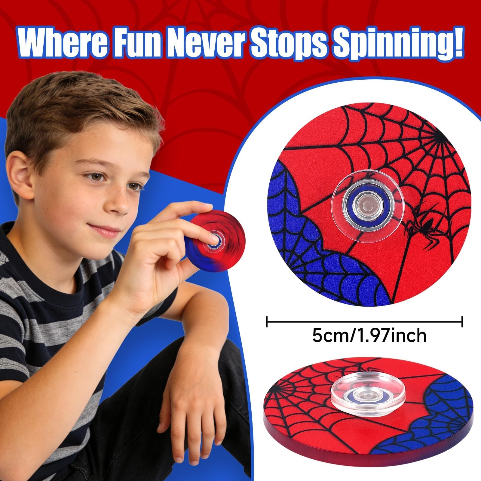 Zsmkjiaye 24Pcs Spider Web Fidget Spinners Red And Blue Spider Web Theme