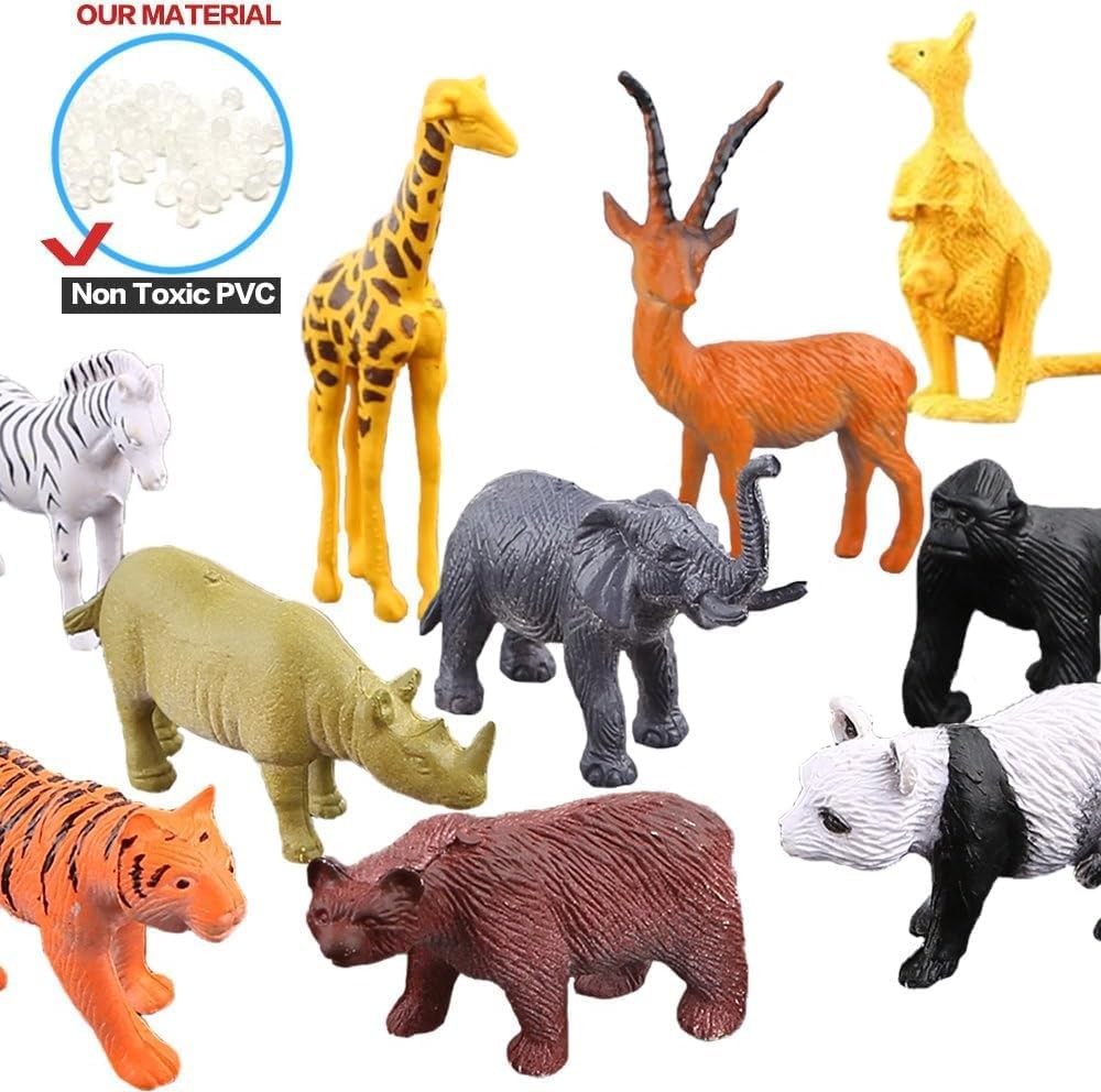Animals Figure,54 Piece Mini Jungle Toys Set,ValeforToy Realistic Wild Vinyl Pla