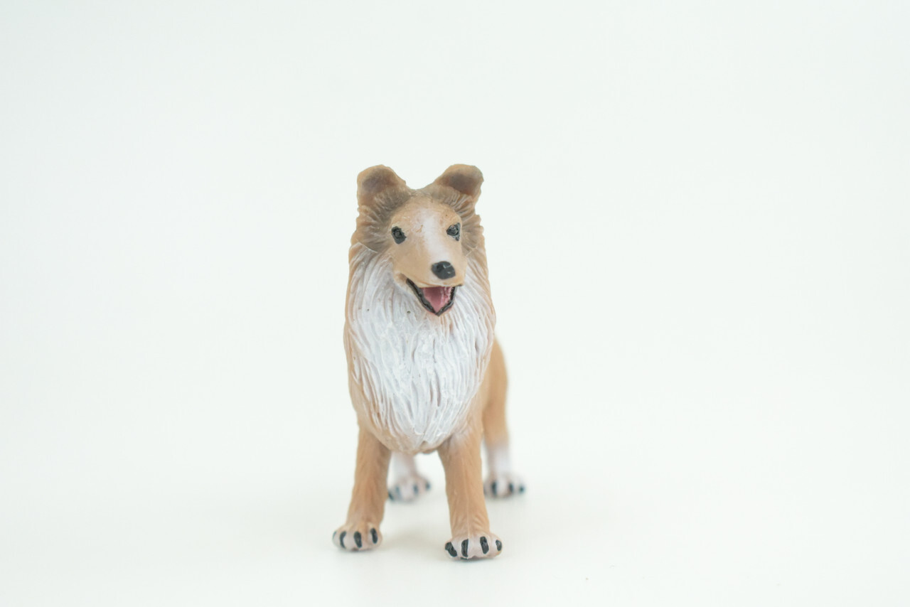 Collie Dog Toy, Brown Realistic Hand Painted Rubber Model, 4 Inches CH790 BB186