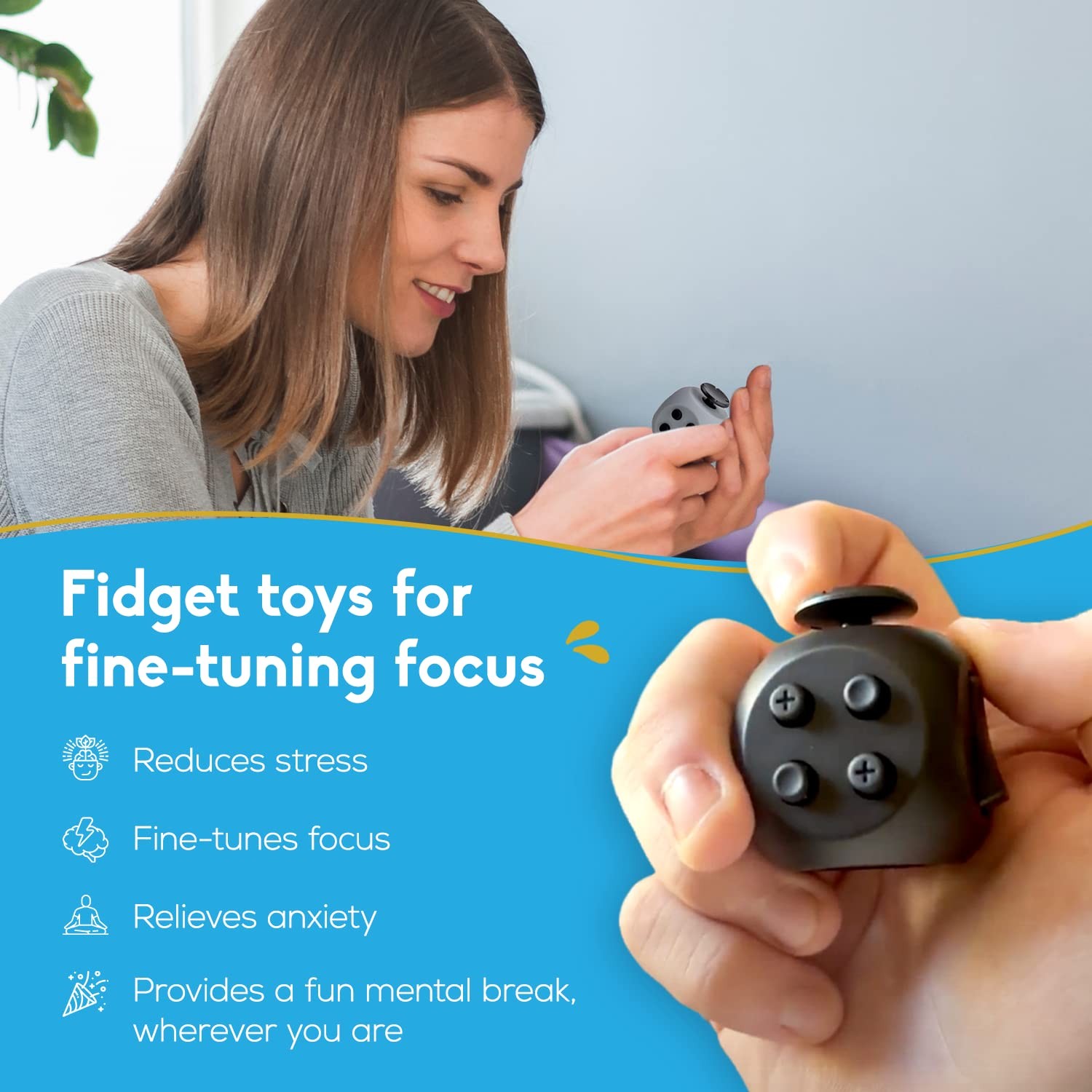 PILPOC theFube Fidget Cube, 6-Sided Stress Relief Infinity Small, Midnight