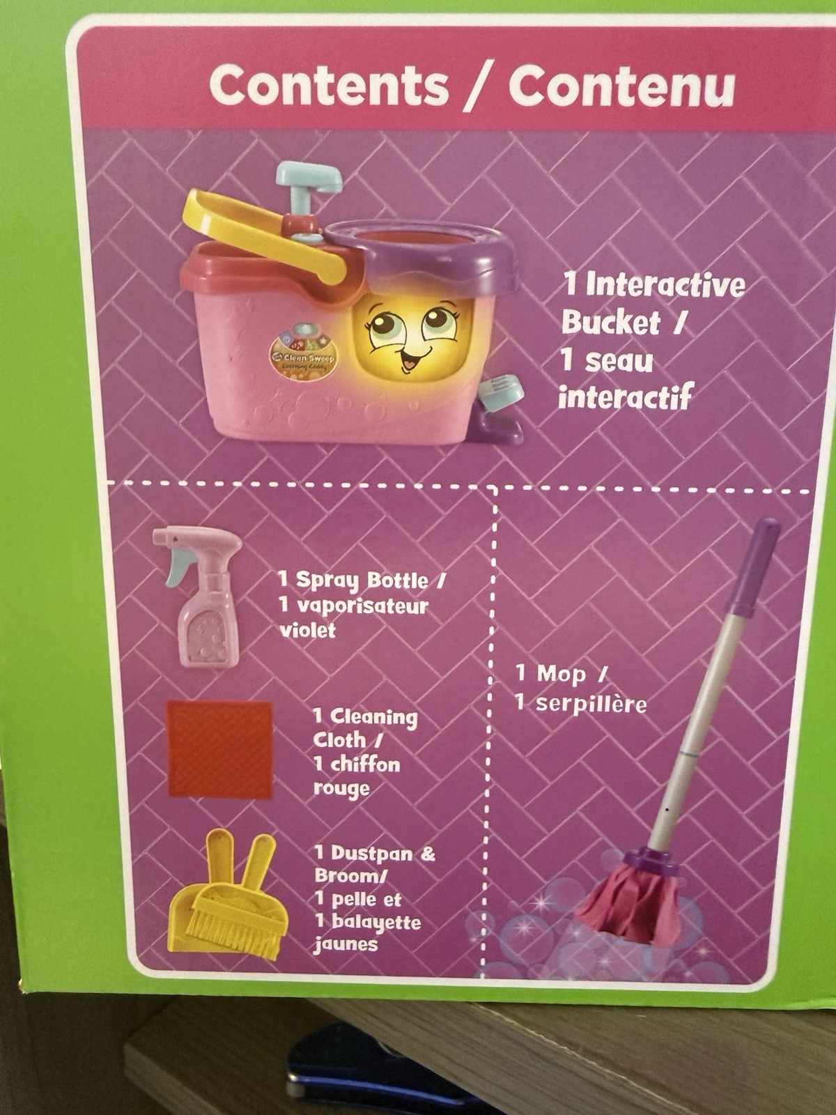 Clean Sweep Learning Caddy, Mop and Broom Cleaning Toy Set for Ages 3-5, Pink