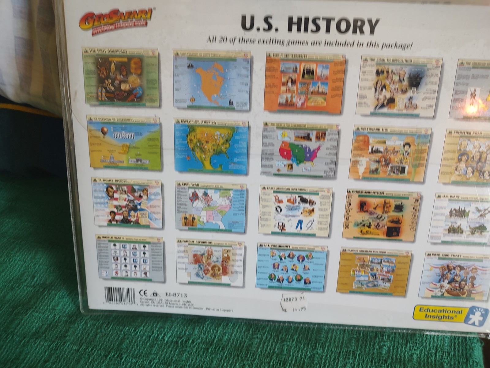 Lot Of 2 Geosafari Electronic Learning Game Cards, New, Complete, 1991