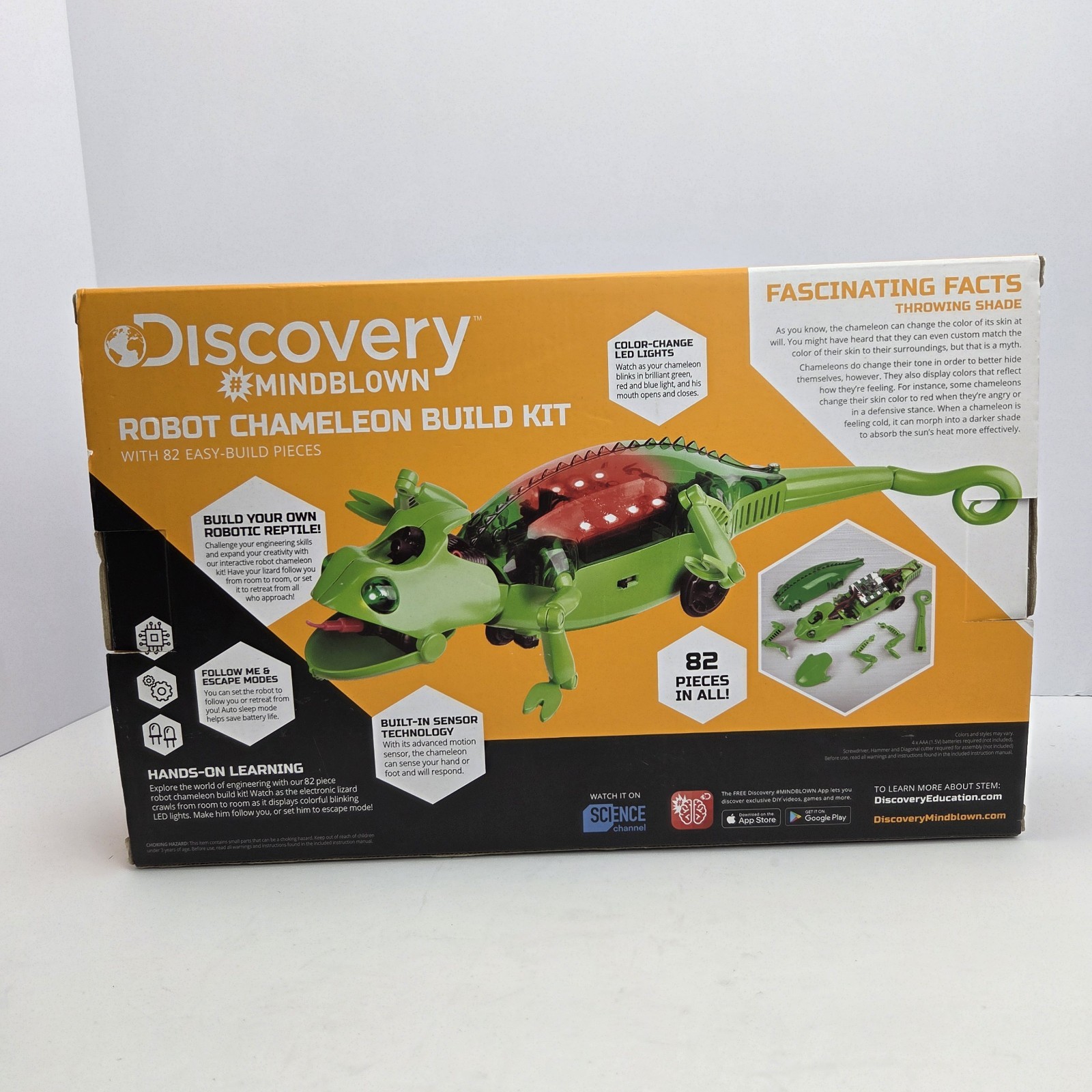 Discovery Mindblown Robot Chameleon STEM Build Kit 82pc LED Educational Toy