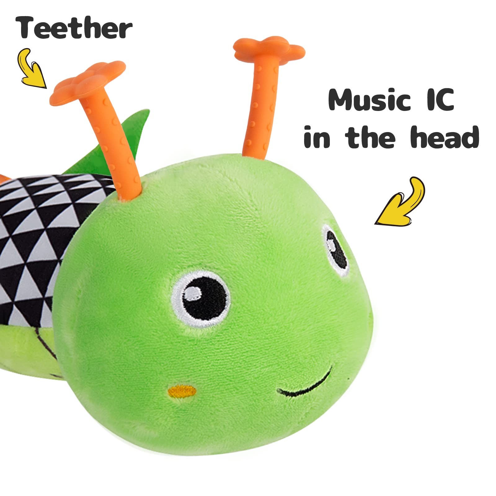 Baby Musical Stuffed Animal Activity Toy Tummy Time Newborn 0-12M Caterpillar Nw