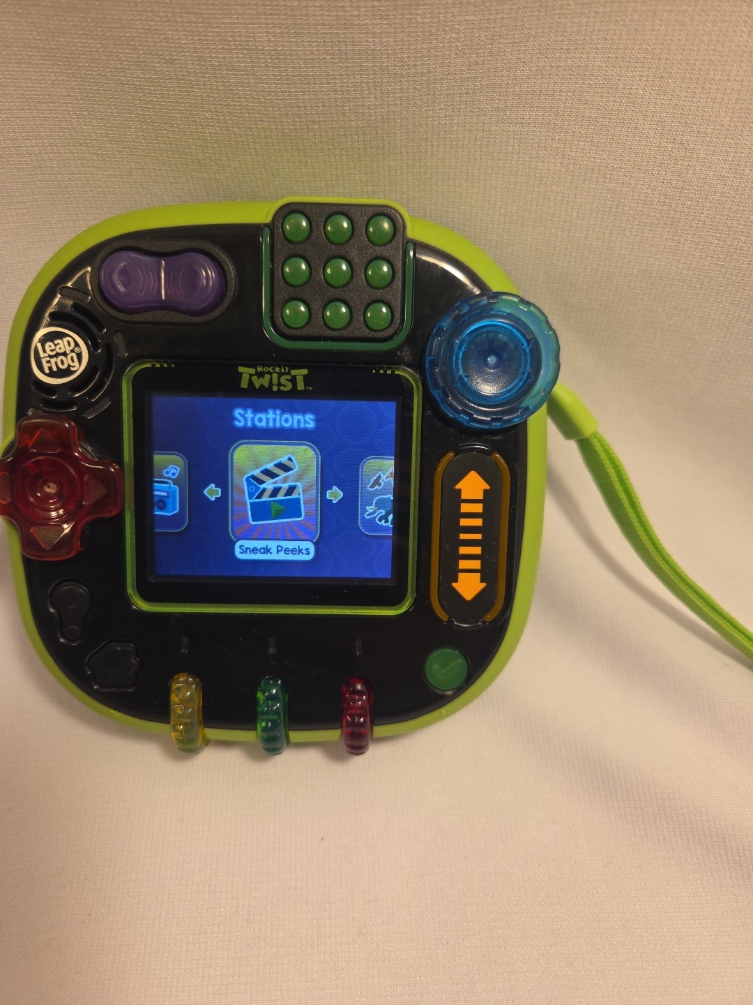 LeapFrog Rockit Twist Green Button Control Handheld Learning Game System WORKS