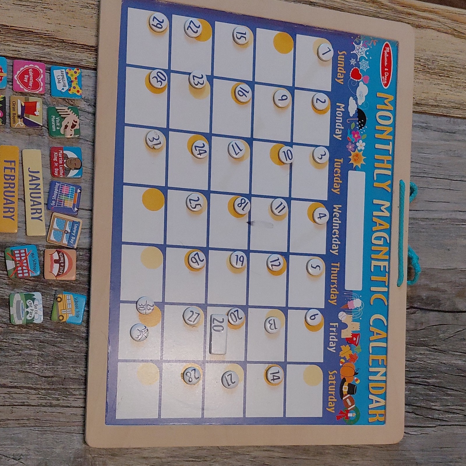 Melissa & Doug Monthly Magnetic Calendar Board Set w/ Magnets Ages 3-7