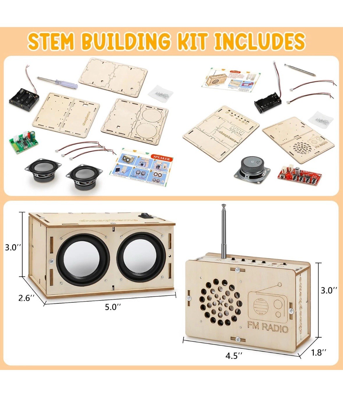 STEM Projects Science Kit for Boys 8-14, DIY Bluetooth Speaker & FM Radio