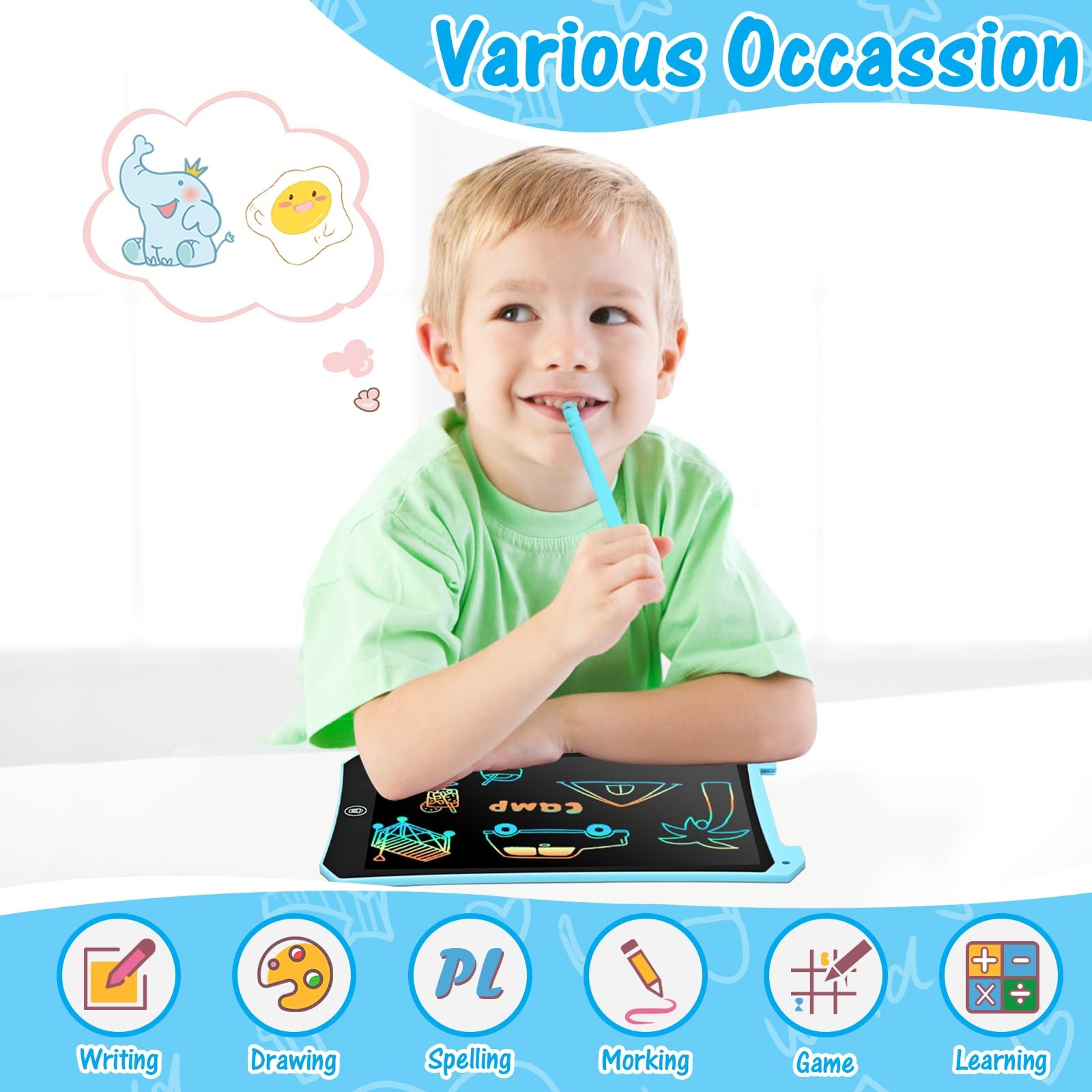 EooCoo Toddler Boy Toys, Kids Gifts, 10 Inch LCD Writing 7″W x 0″H, 10”blue
