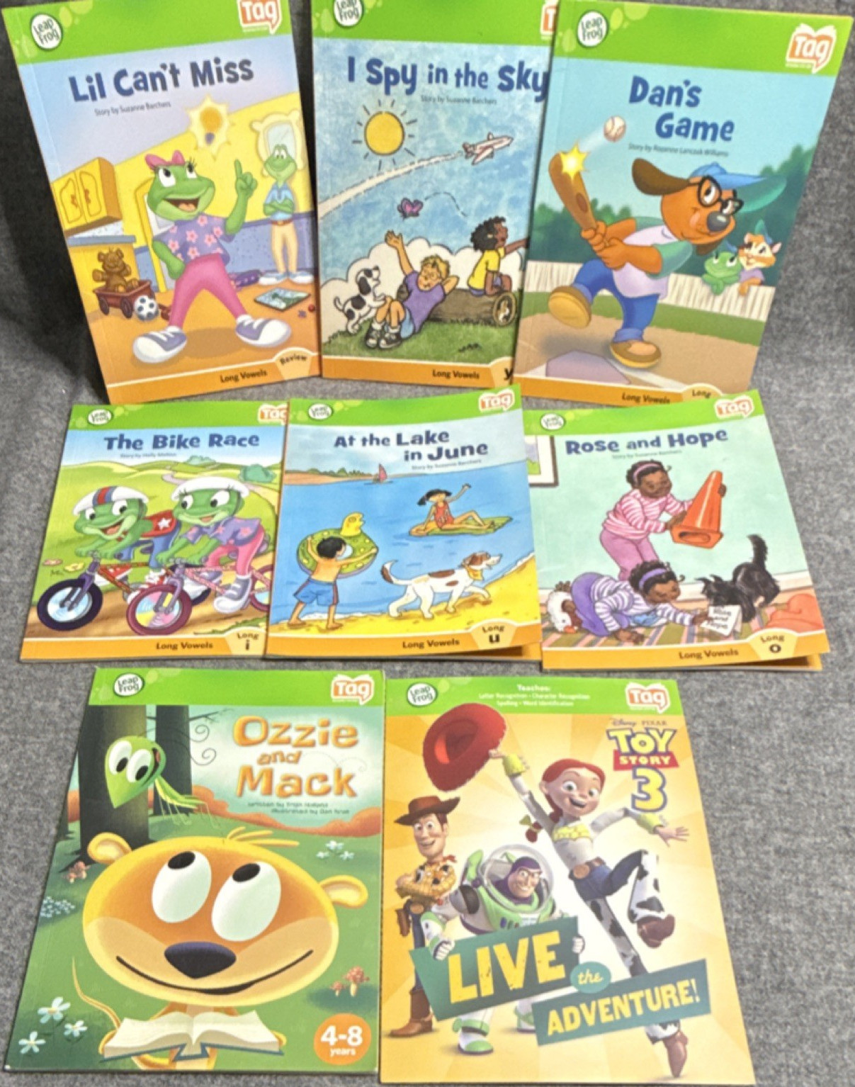 8 LeapFrog Tag Reading Books Lot Toy Story Phonics Ages 4-8