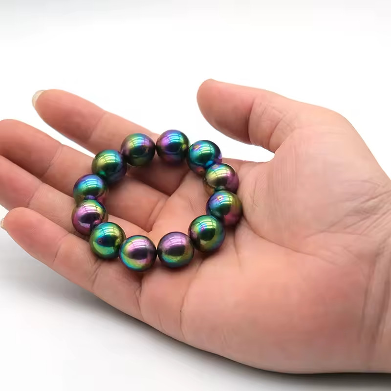 Magnetic Iridescent Hematite Spheres – 22pcs 14mm Sensory STEM Desk Toy Bracelet