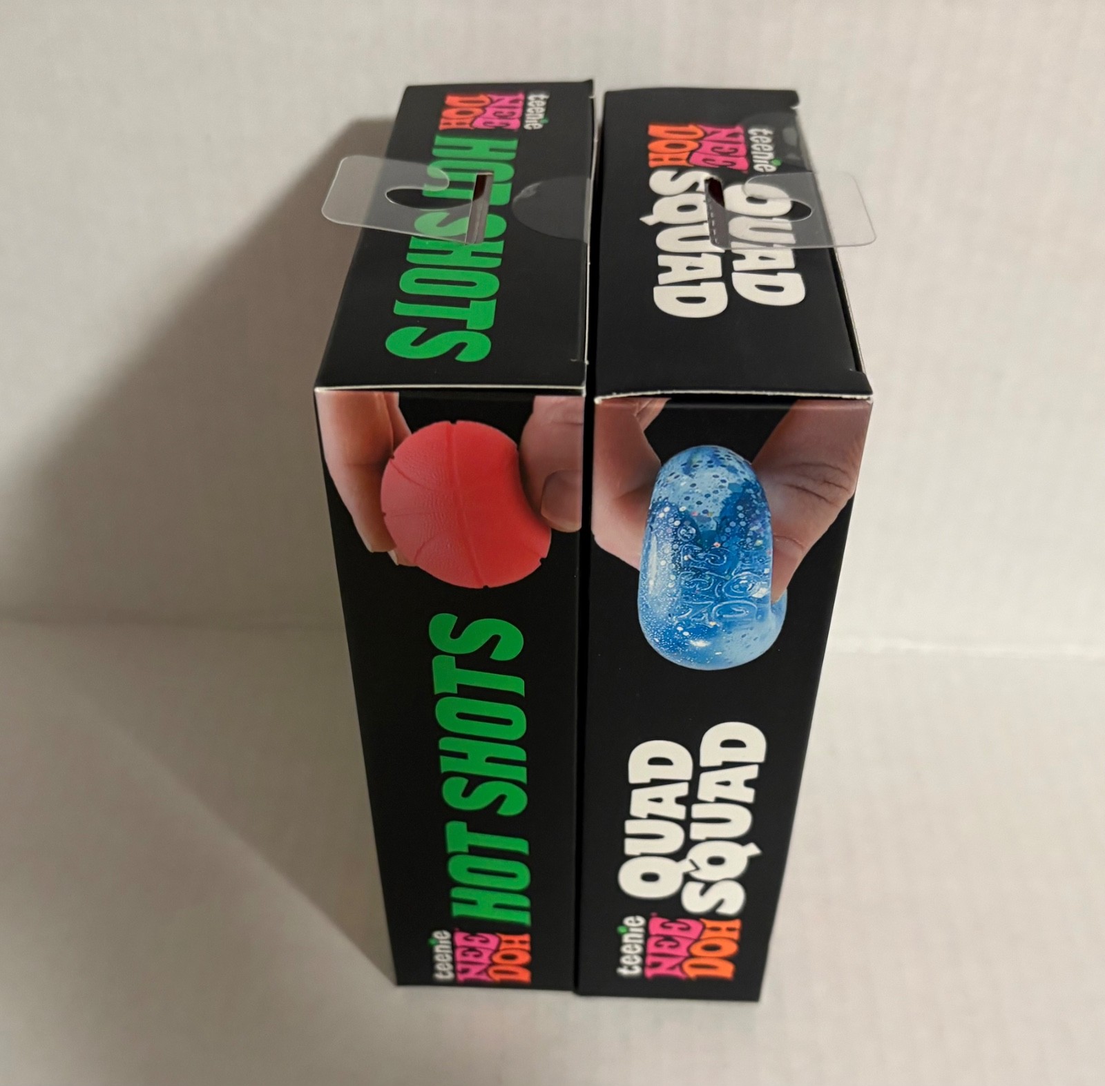 NeeDoh Teenie Hot Shots 4 Pack Squishy Balls & Quad Squad 4 Funky Feels