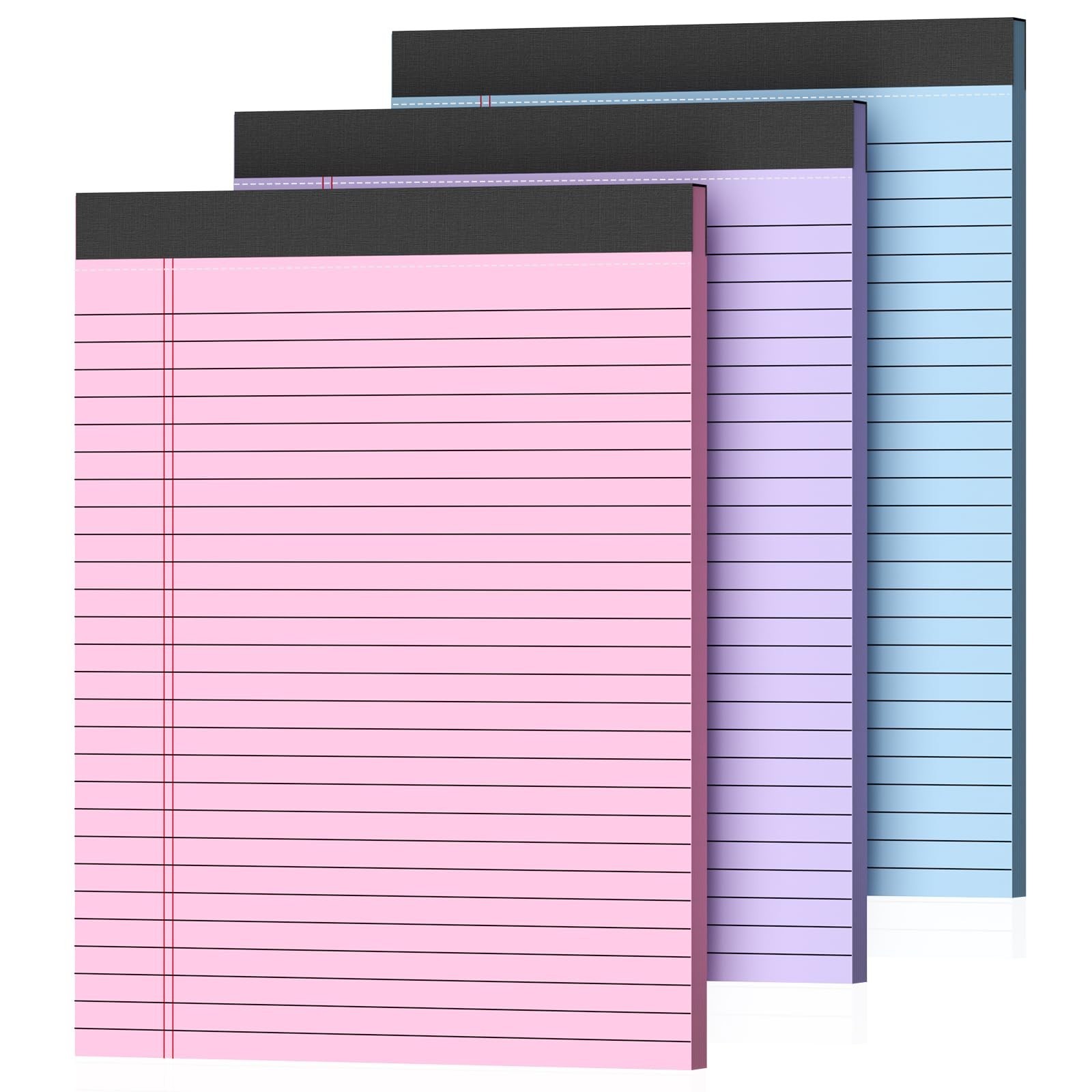 3 Pack Colored Legal Pads 8.5 x 11 Inch, Wide Ruled Notepads Lined Memo Note …
