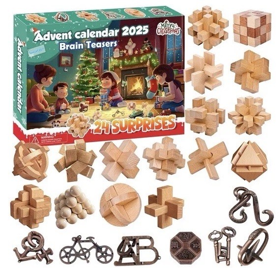 Advent Calendar 2025-24 Days of Brain Teaser Puzzles Toys Kit – Christmas Cou…