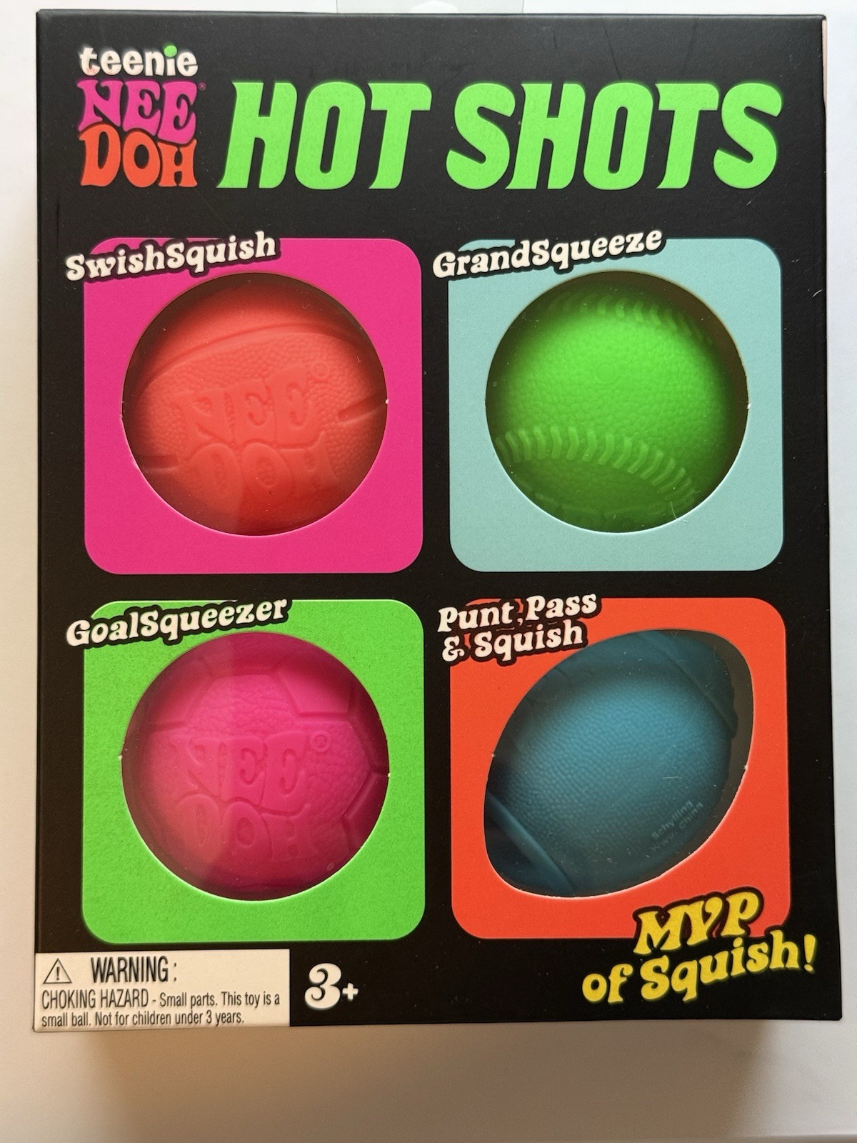 Brand New Teenie NeeDoh Hot Shots Assorted Ball Squish Toys 4 Pieces