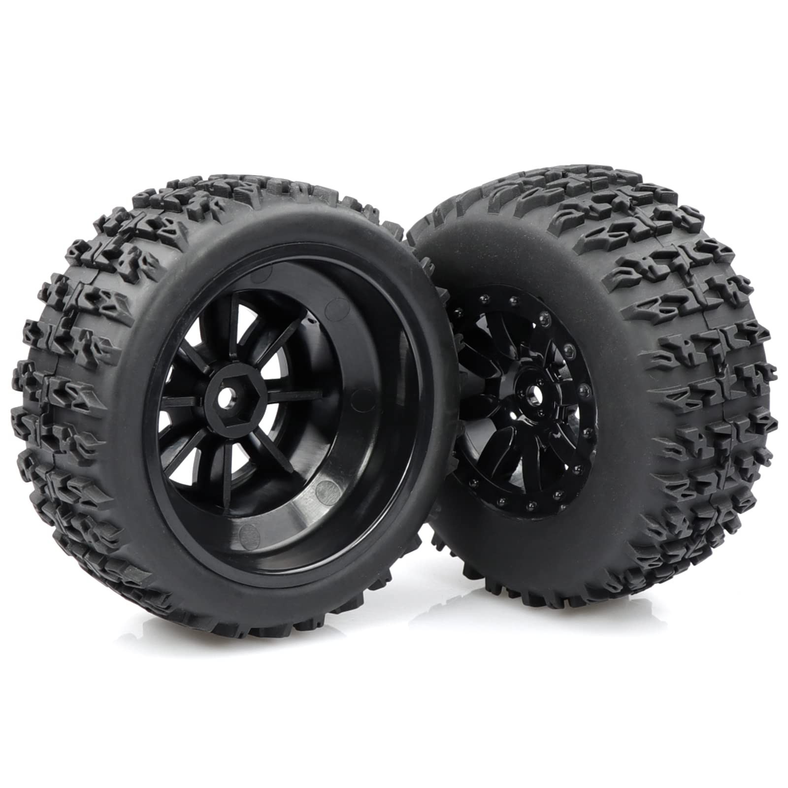 Aimrock 4-Pack 1/10 Pre-Glued 12mm Hex 3.2″ Short Course SC Trucks Wheels and…