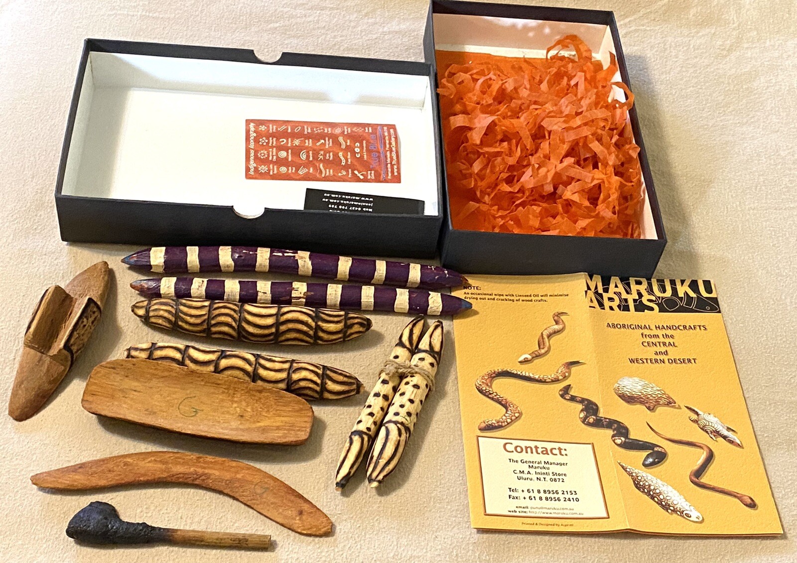 Aboriginal Music Sticks MARUKU Arts & Crafts 10 Pc Set New In Original Box