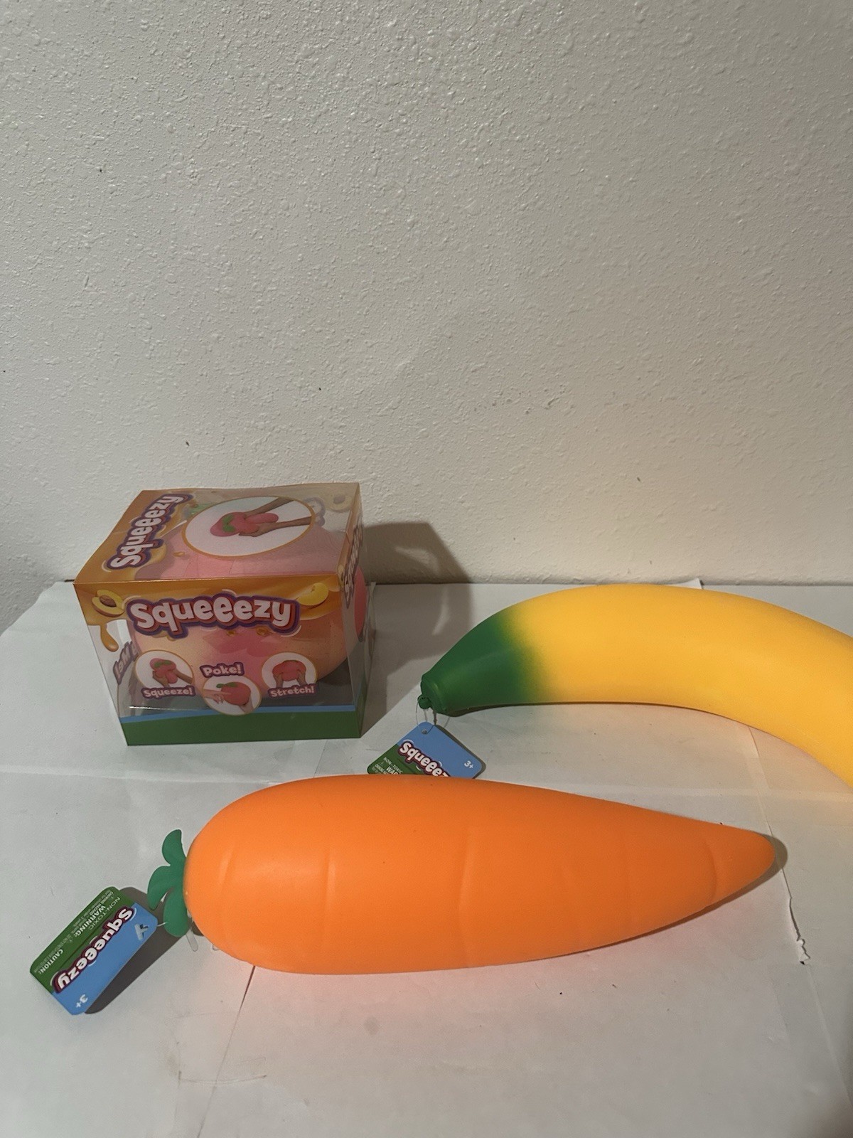 Sunny Days Jumbo Banana, Squeezy Carrot, Peach LOT OF 3 Viral Tiktok