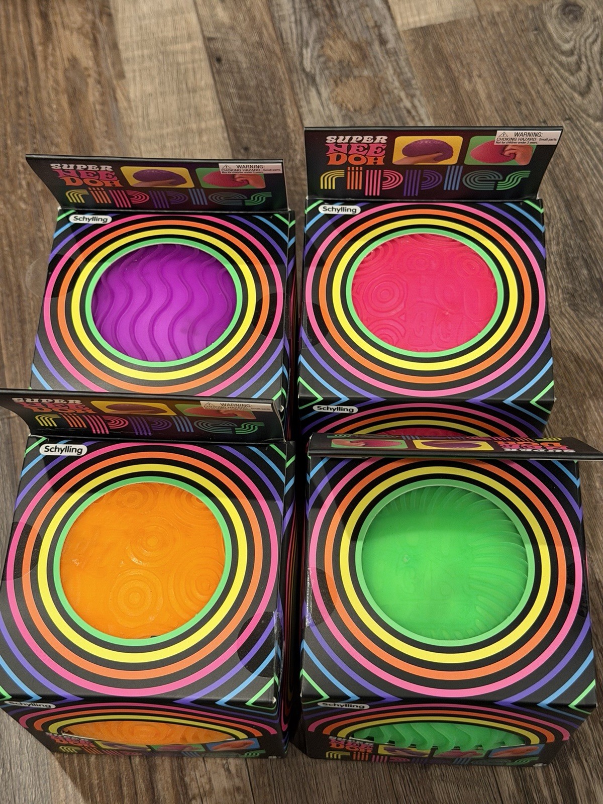 NeeDoh – Ripples – Set of 4 – Large Stress Balls – Green, Orange, Pink & Purple