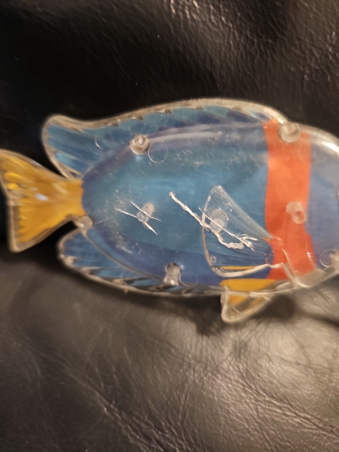 Unbranded Plastic Blue Transluscent Fish Red Ring In Mouth- 4inches Ling Scratch