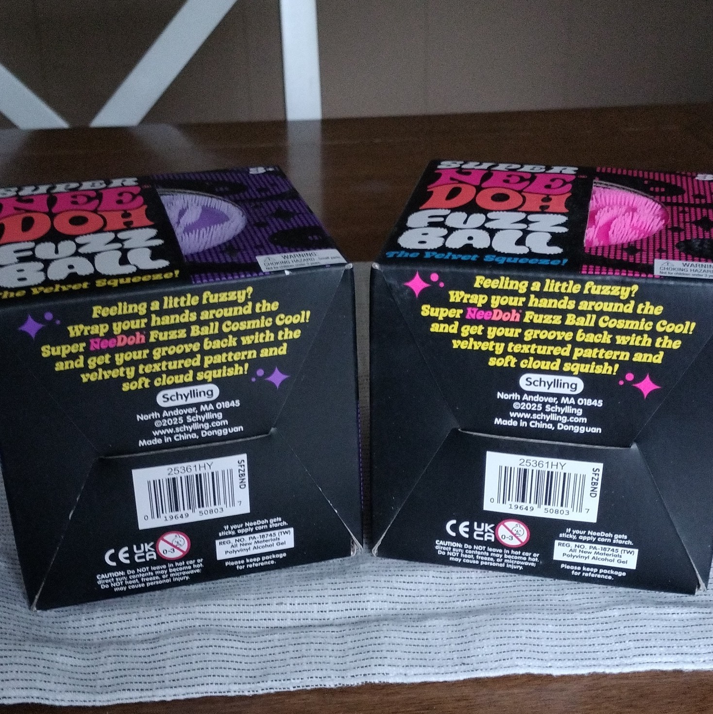 Schylling Super NeeDoh Fuzz Ball Velvet Squeeze Toy 2x Purple & Pink