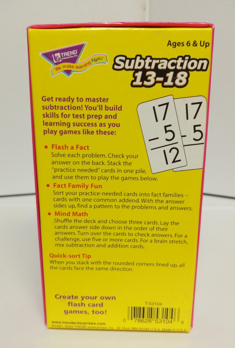 (3) Trend Enterprises: Addition-Subtraction- Multiplication Flash Cards (EUC)