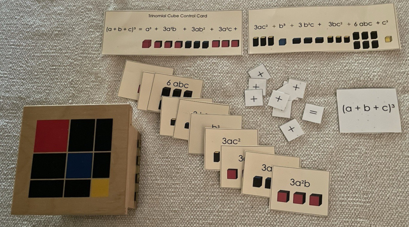 Montessori Trinomical Cube with Equation and Control Cards plus Work mat