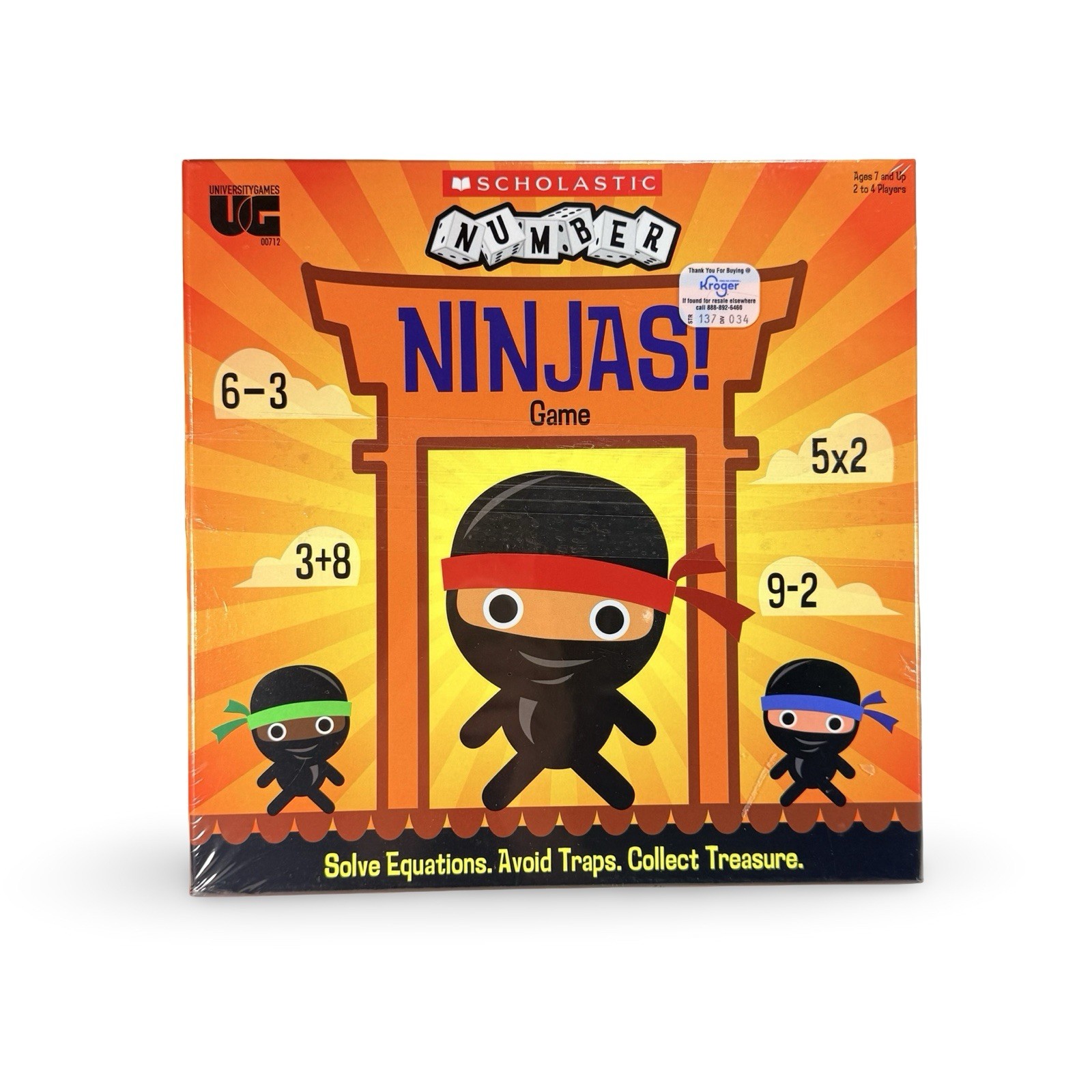 Scholastic Number Ninjas Math Board Game NEW Sealed Ages 7+ 2–4 Players