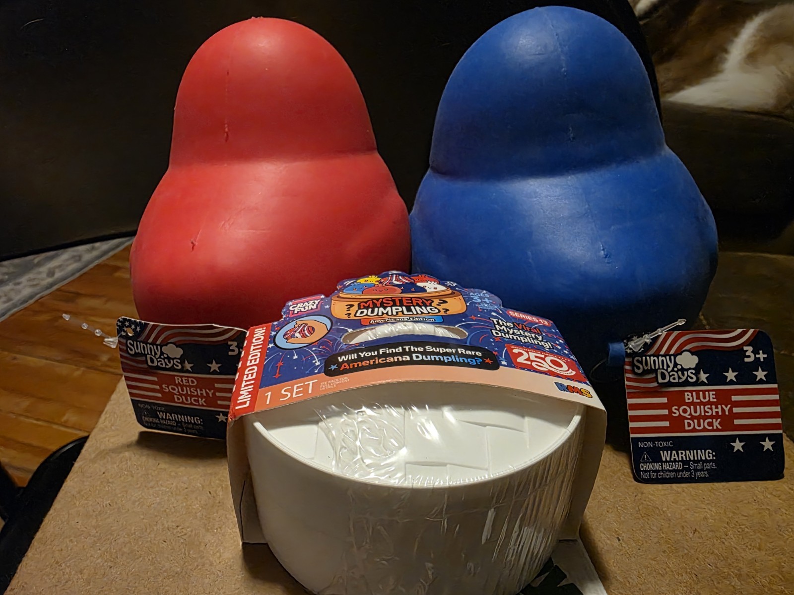 Lot Of RMS Dumpling And Sunny Days Squishy Duck Red, White And Blue ❤️🤍💙