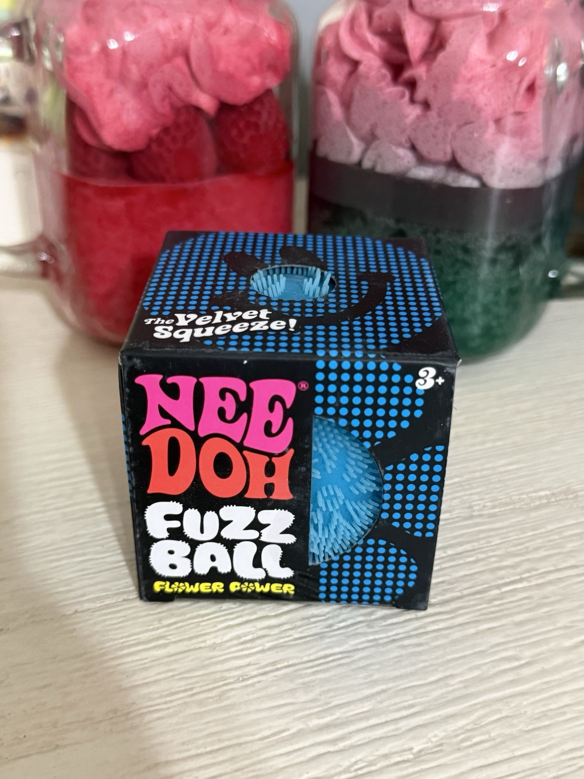 BLUE Needoh FUZZ BALL Flower Power Nee Doh Squishy NEE-DOH Fuzzball AUTHENTIC US