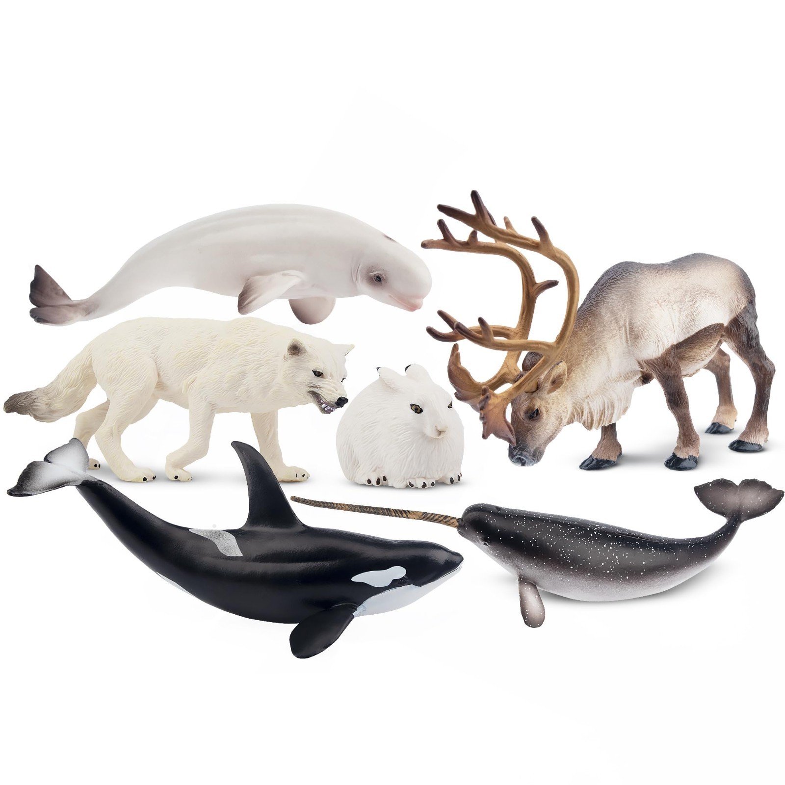 Toymany 12pc Large Polar Bear Walrus Animal Figurines Holiday Collectible Toys