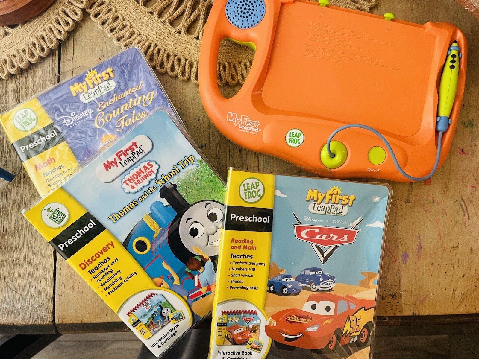 Leap Frog My First LeapPad Orange System + Cars + Thomas + Disney Princess Lot