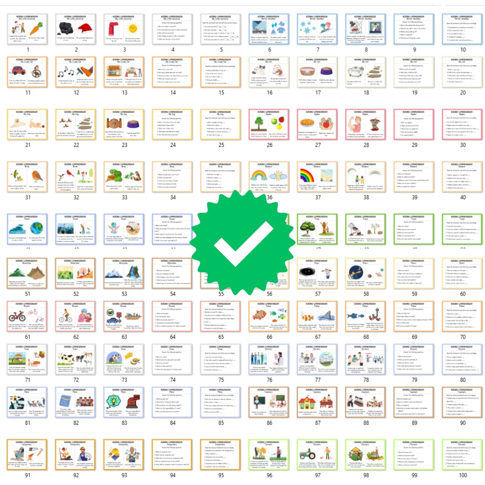 270 Reading Comprehension Worksheets For Kids | Printable | Digital Download