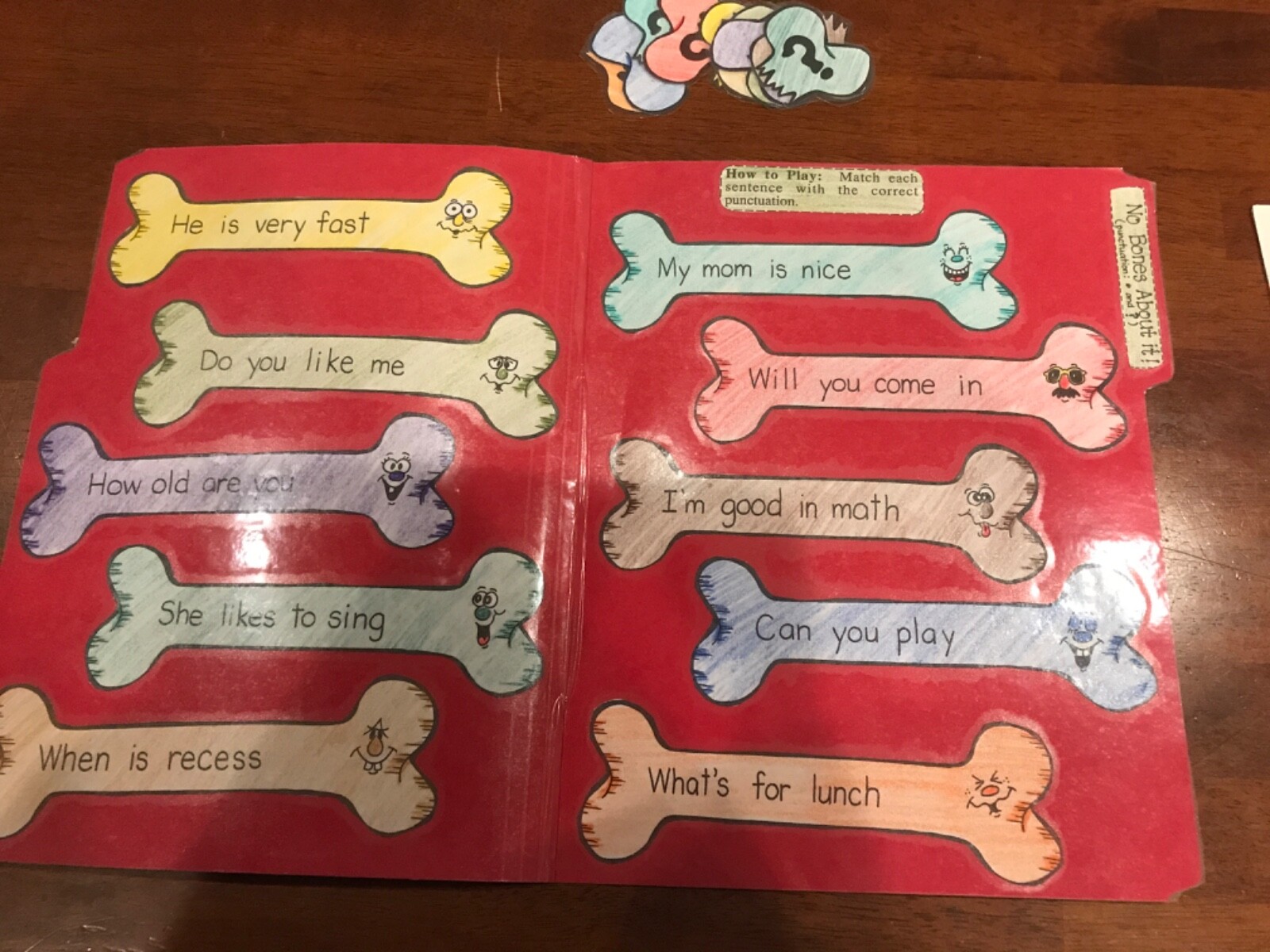 No Bones About It! Punctuation 2nd grade language arts file folder game