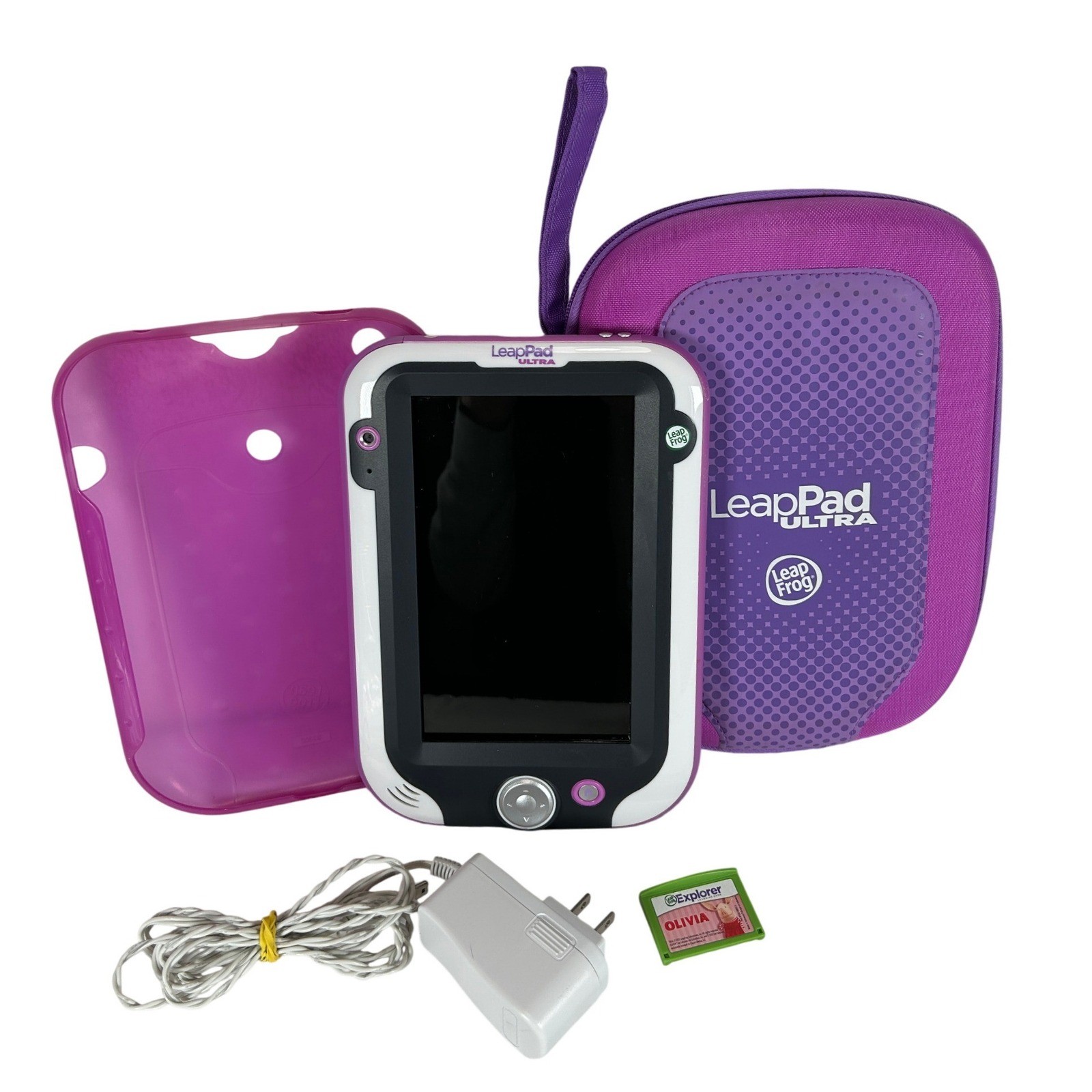 LeapFrog LeapPad Ultra 33300 Kids Learning Tablet Purple White Case Charger Game