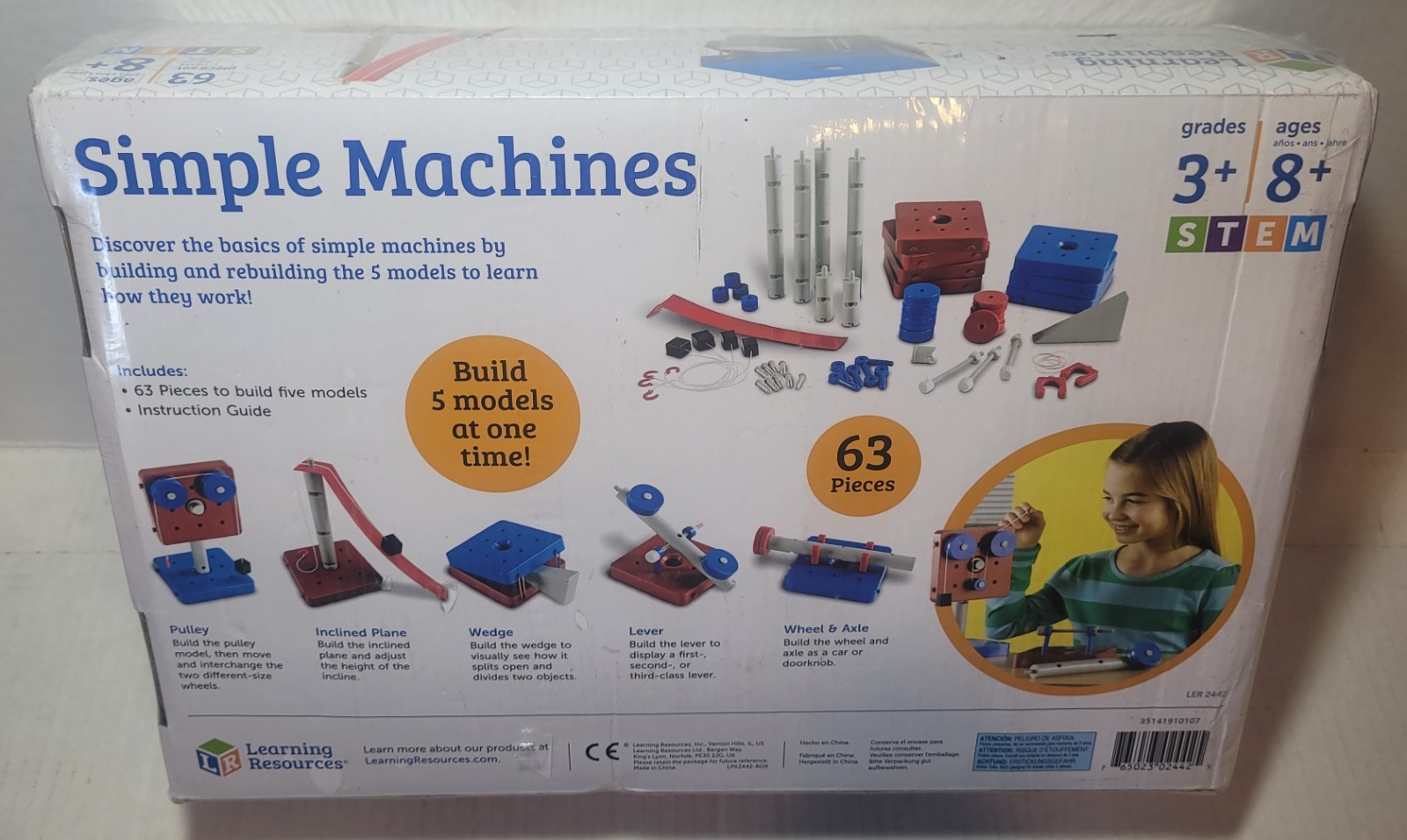 Learning Resources 5 Simple Machines Science Set 63 Pcs Kit-STEM-New Sealed