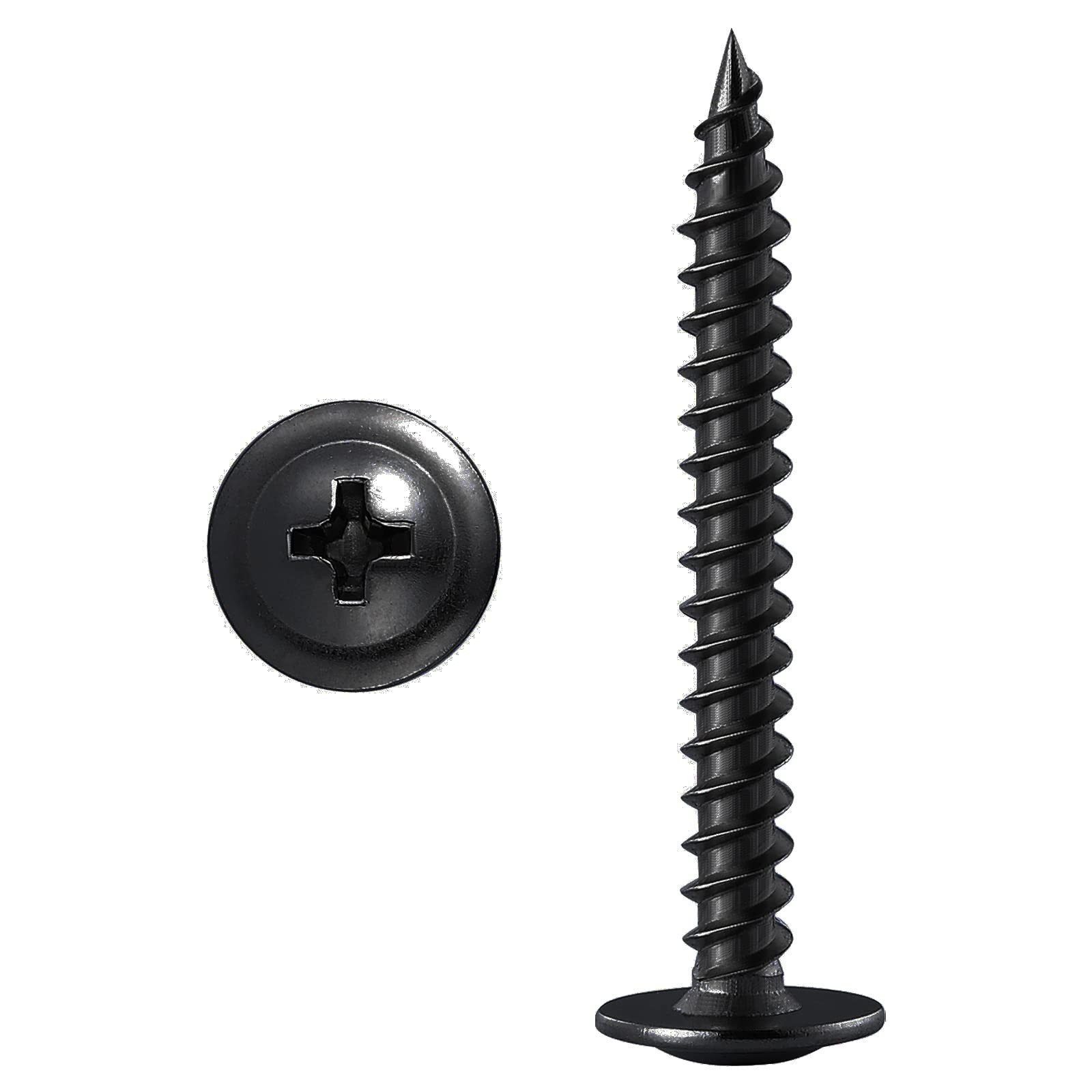 (60 pcs) Wensilon #10×3″ Black Phillips Truss Head Wood Screws Quick Metal