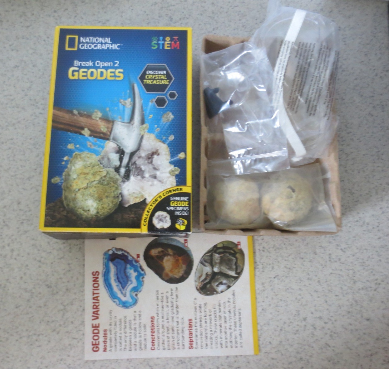 National Geographic Break Open 2 Geodes Stem Kit With Safety Goggles