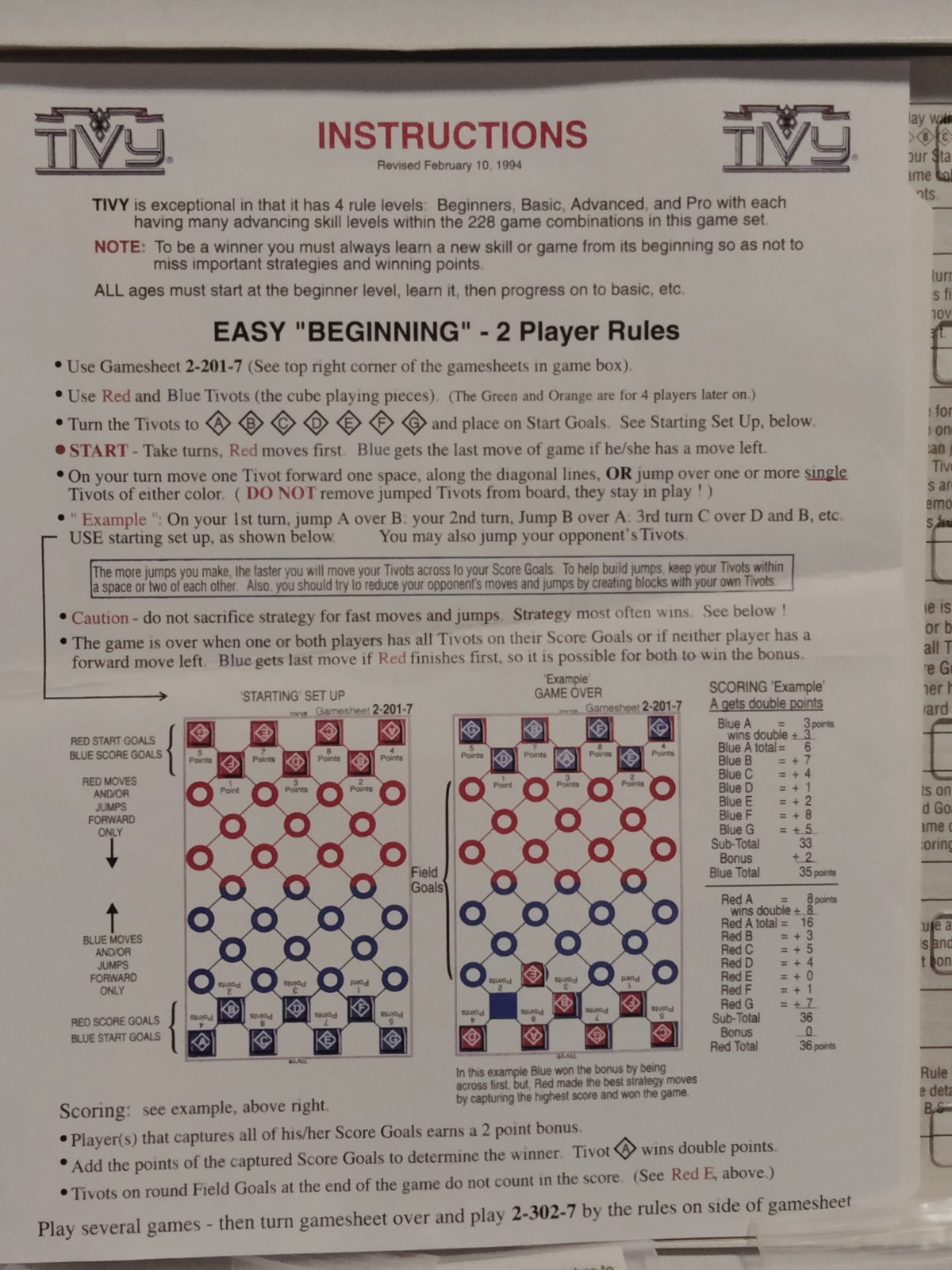 Tivy Game of Skill Fun & Easy Strategy Math Vintage 1993 Home Educators
