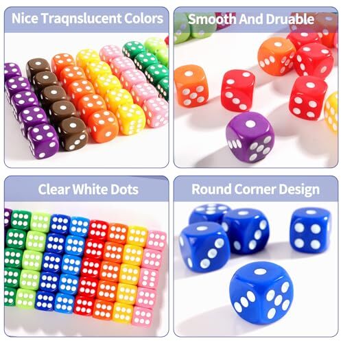 16MM Standard 6 Sided Dice Set, 50 Pieces Colorful Dice for Board Games,