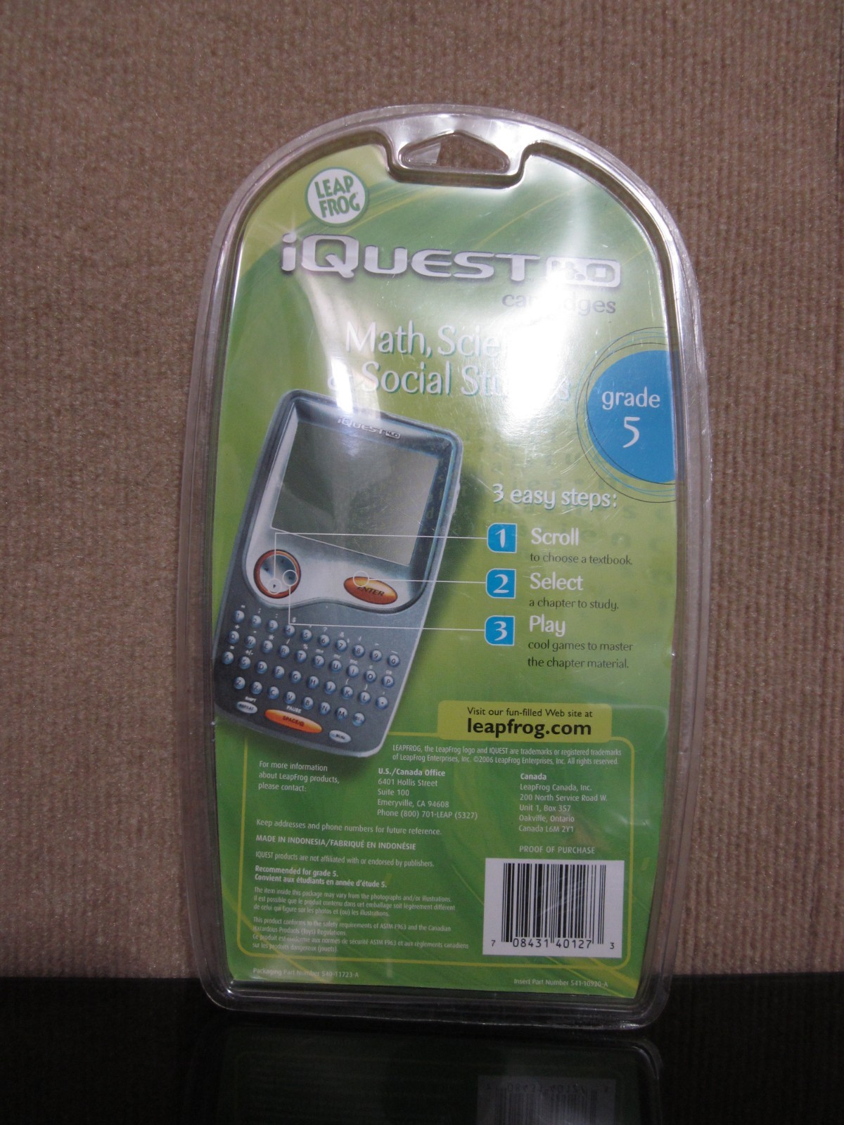 Leapfrog iQuest 4.0 Learning Cartridge Math Science Social Studies Grade 5