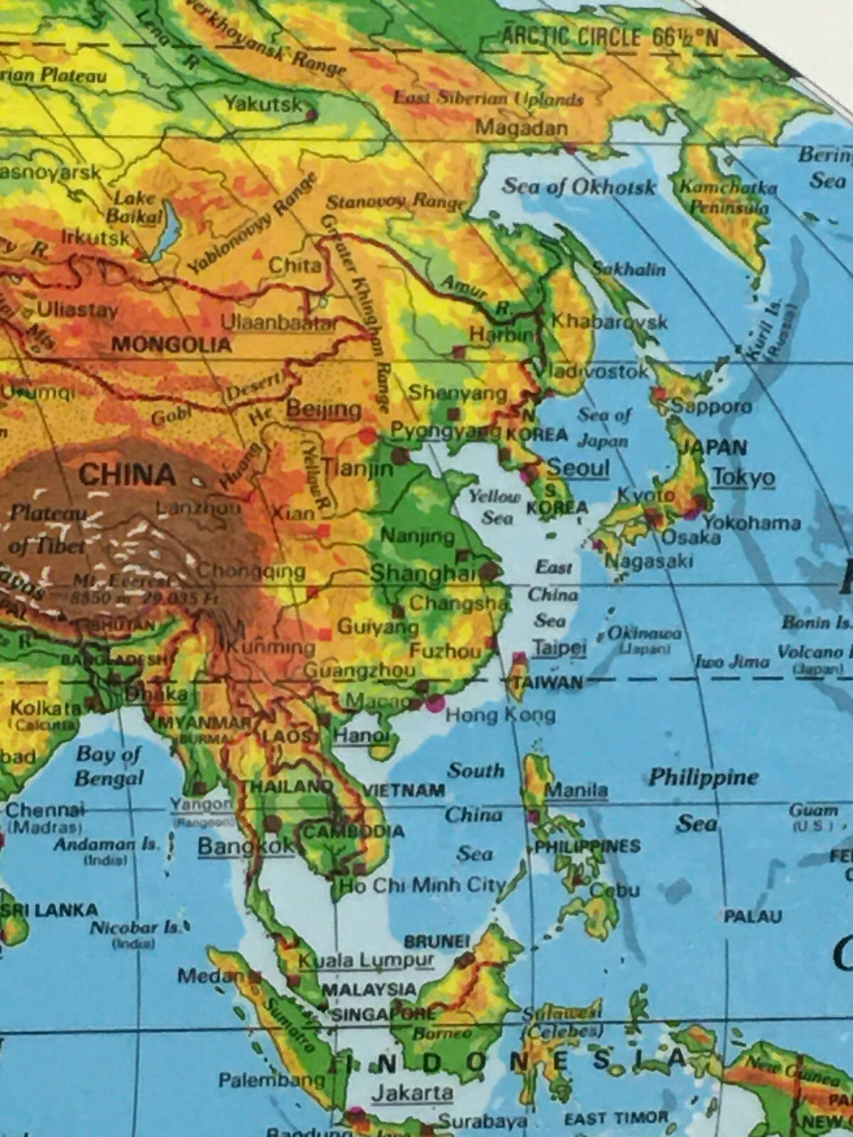 Nystrom Physical Landscape Laminated World Map 2-Sided 22″ X 17.5″ Very Clean