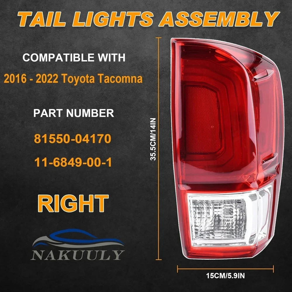 Tail Light Rear Lamp Compatible With 2016-2022 Toyota Tacoma Right Passenger
