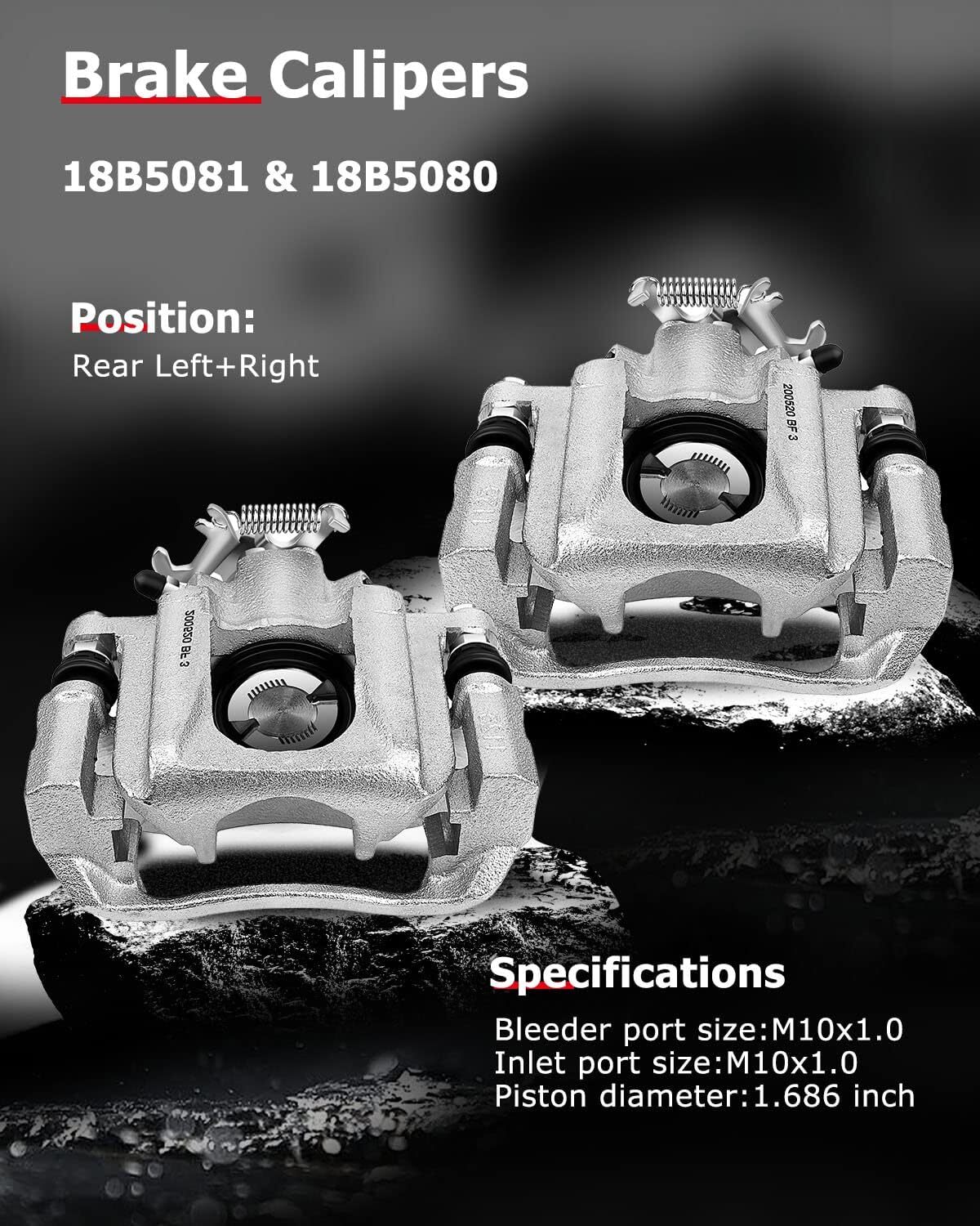 cciyu Disc Brake Calipers Rear Left & Right 18B5081 18B5080 fit For Chrysler