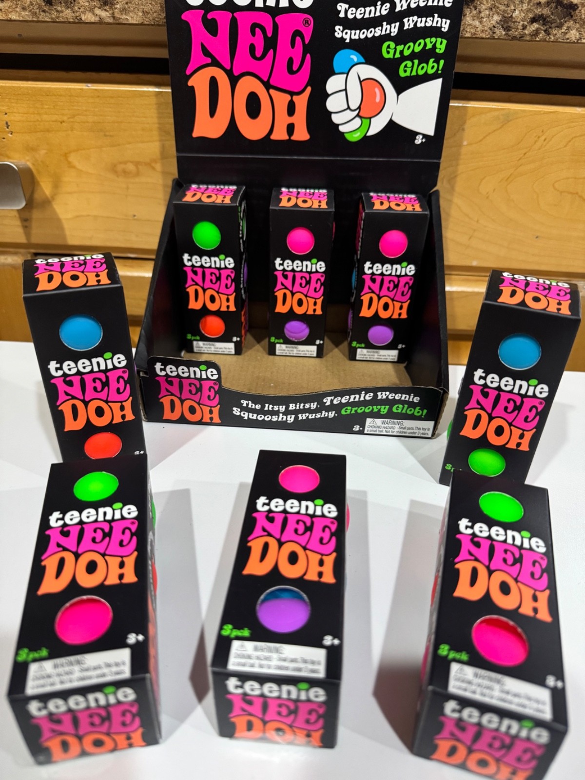 Nee Doh Teenie Groovy Glob Squeeze Toys 3 Pack, Assorted Colors, Ages 3+