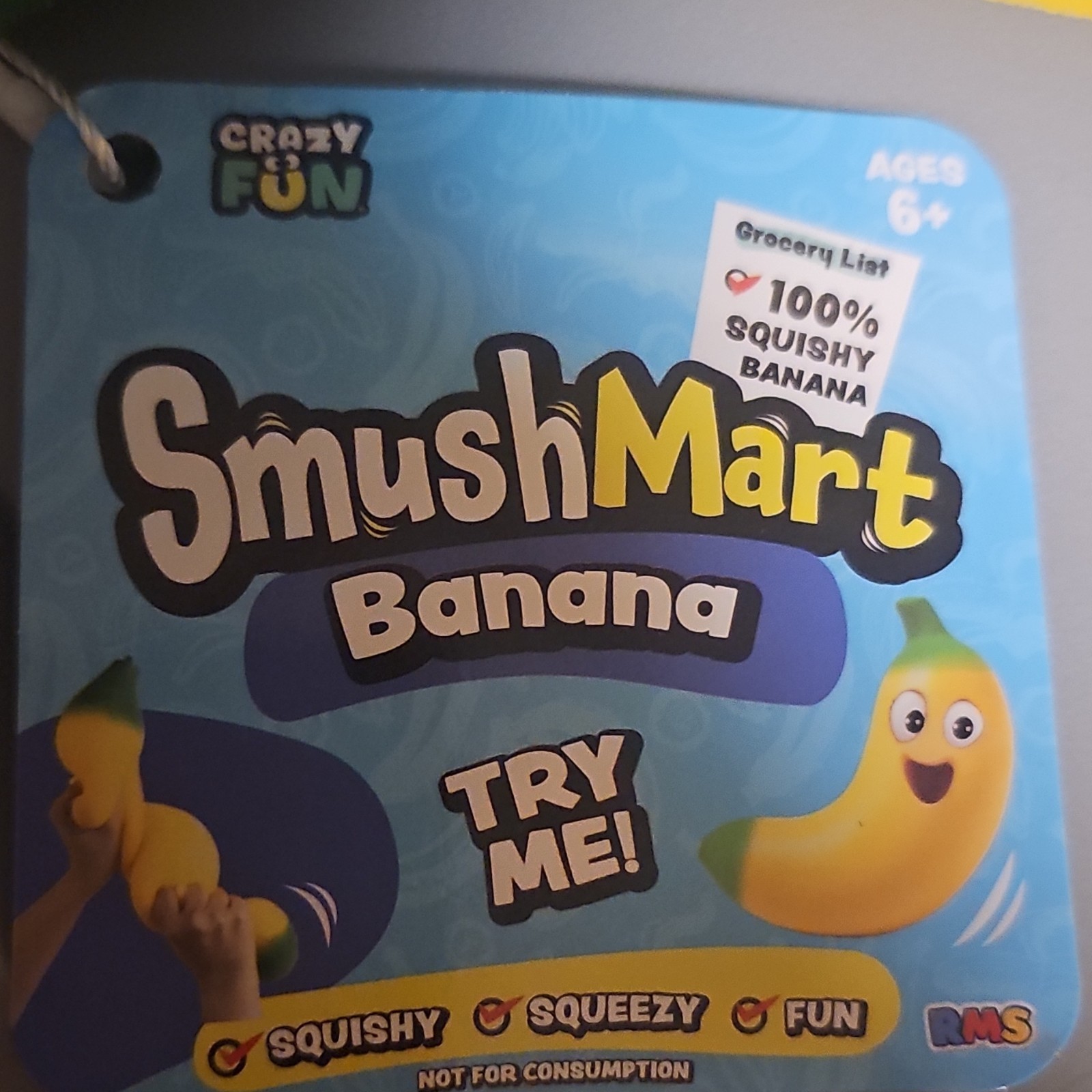 SmushMart Banana Squishy Squeeze Toy Yellow/Green Ages 8-11 Years 9214235