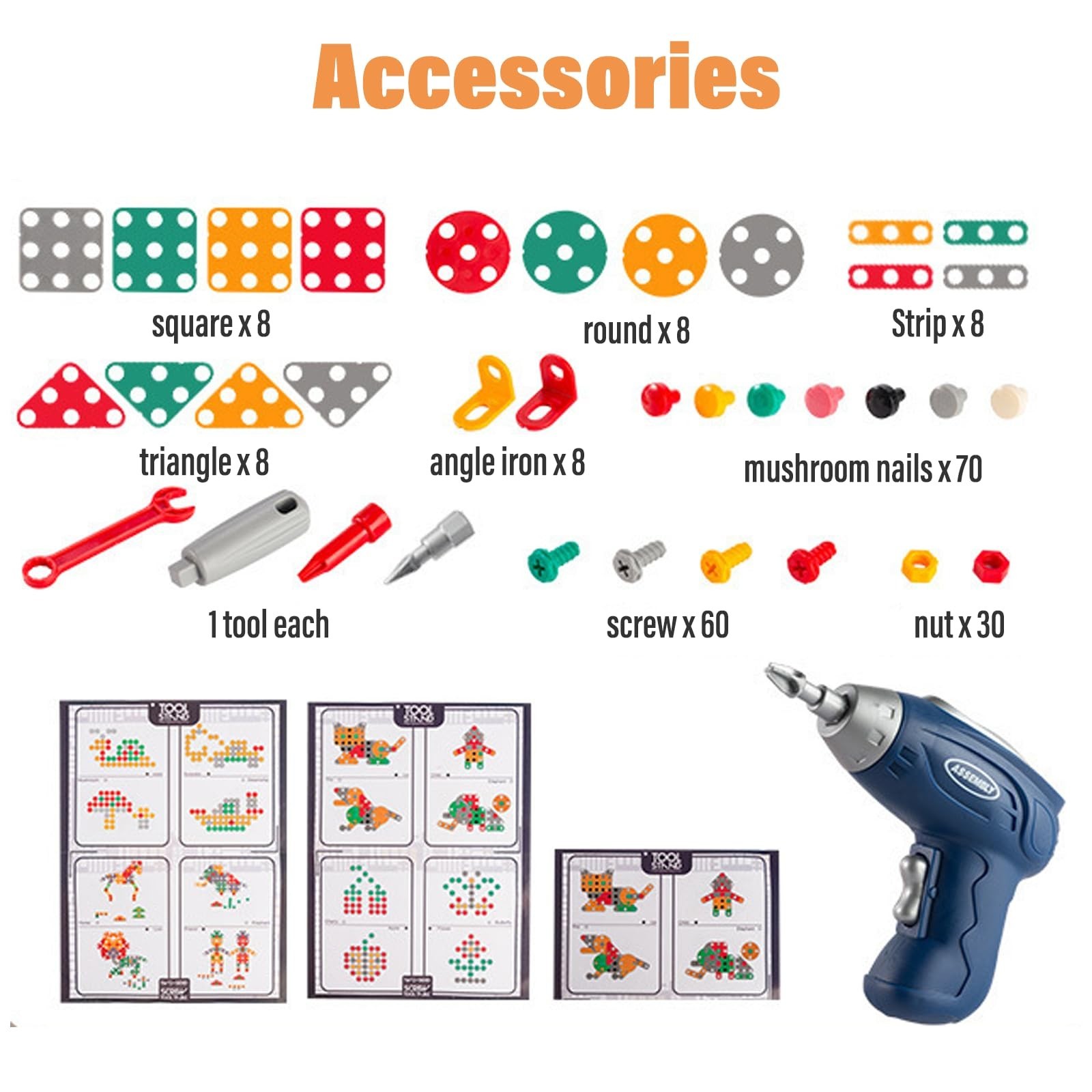 Magic Montessori Play Toolbox with Drill, 203Pcs Magic Montessori Play Toolbo…