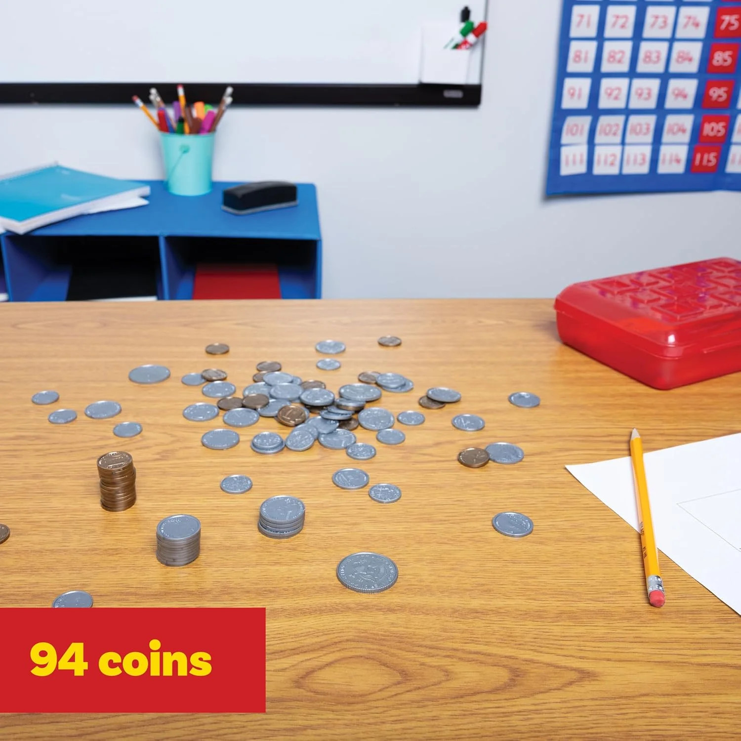 LEARNING ADVANTAGE Play Coin Set | 30 Pennies, 20 Nickels, 20 Dimes, 20 Quarters